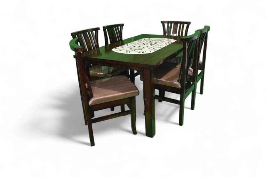 Drusilla Sheesham Wood 6 Seater Dining Set dark brown color 