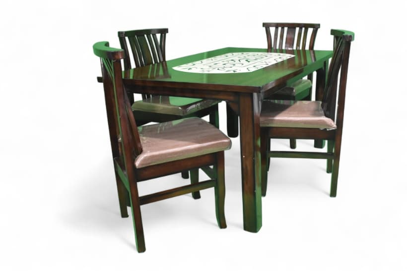 Drusilla Sheesham Wood 4 Seater Dining Set dark brown color