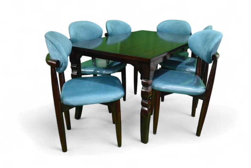  Sheesham Wood 6 Seater Dining Set In Provincial dark brown Finish