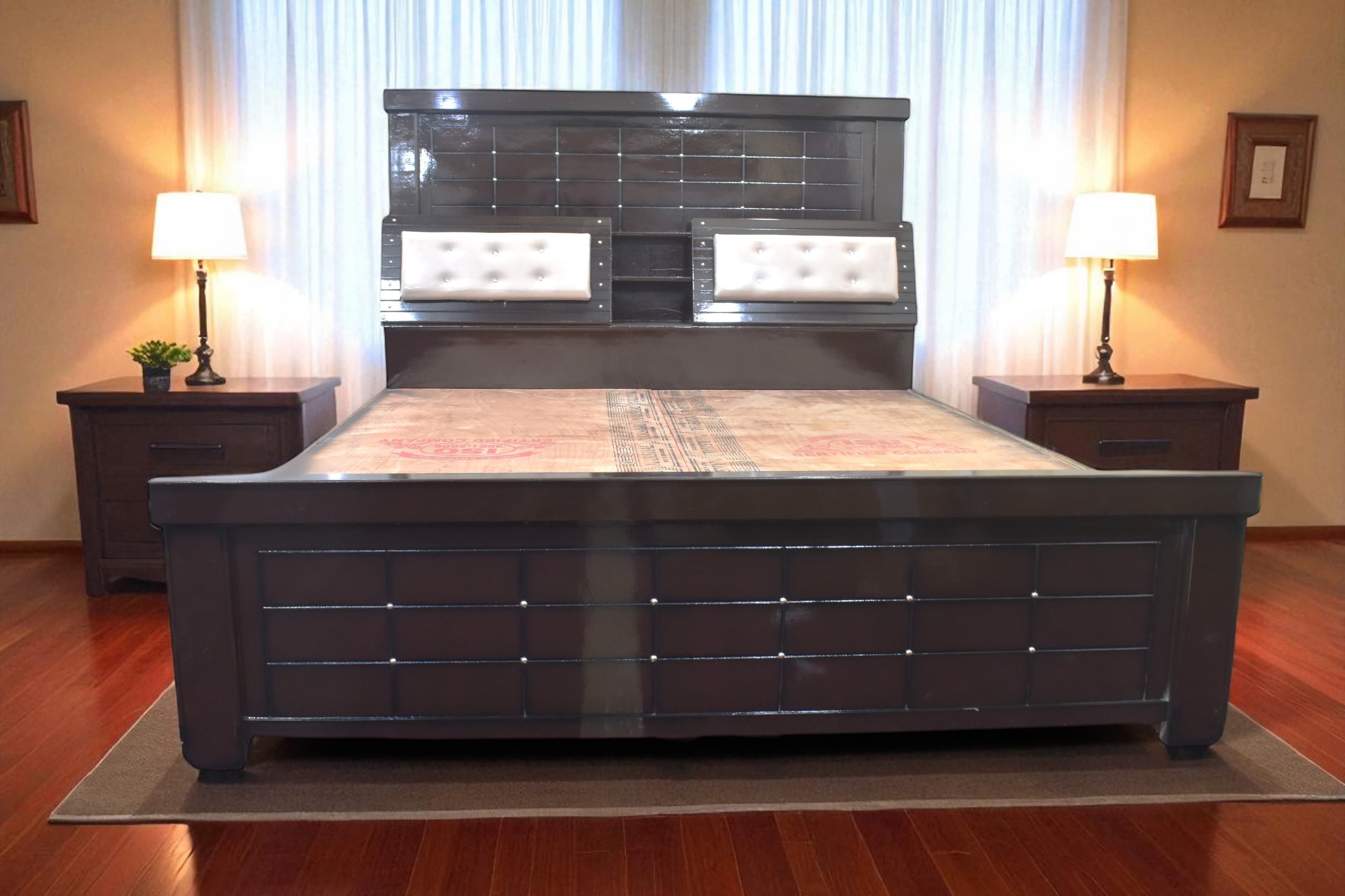 Metro Grid Deluxe head box Bed in Brown Colour