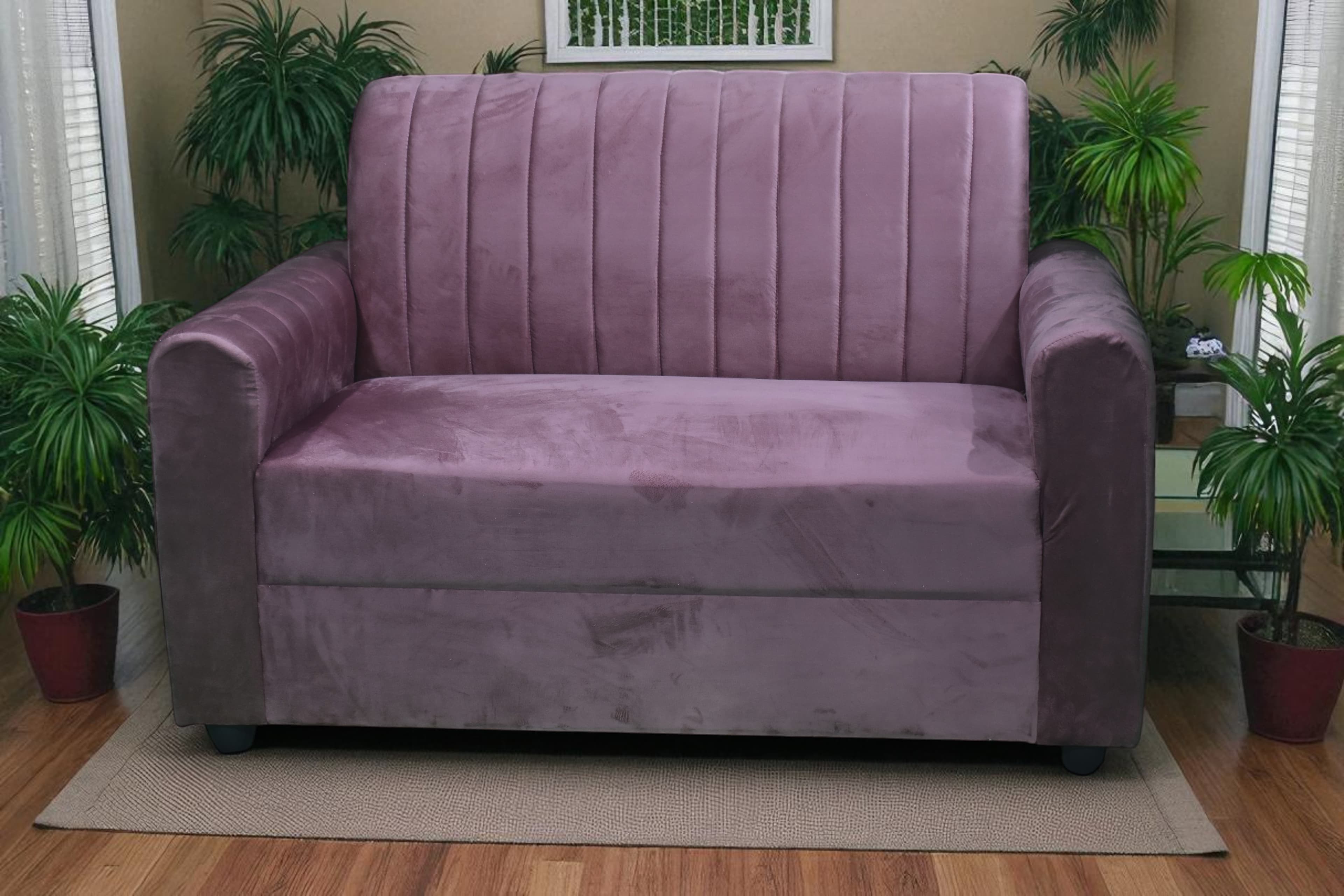 Rozaic Velvet 2 Seater Sofa in brown Colour