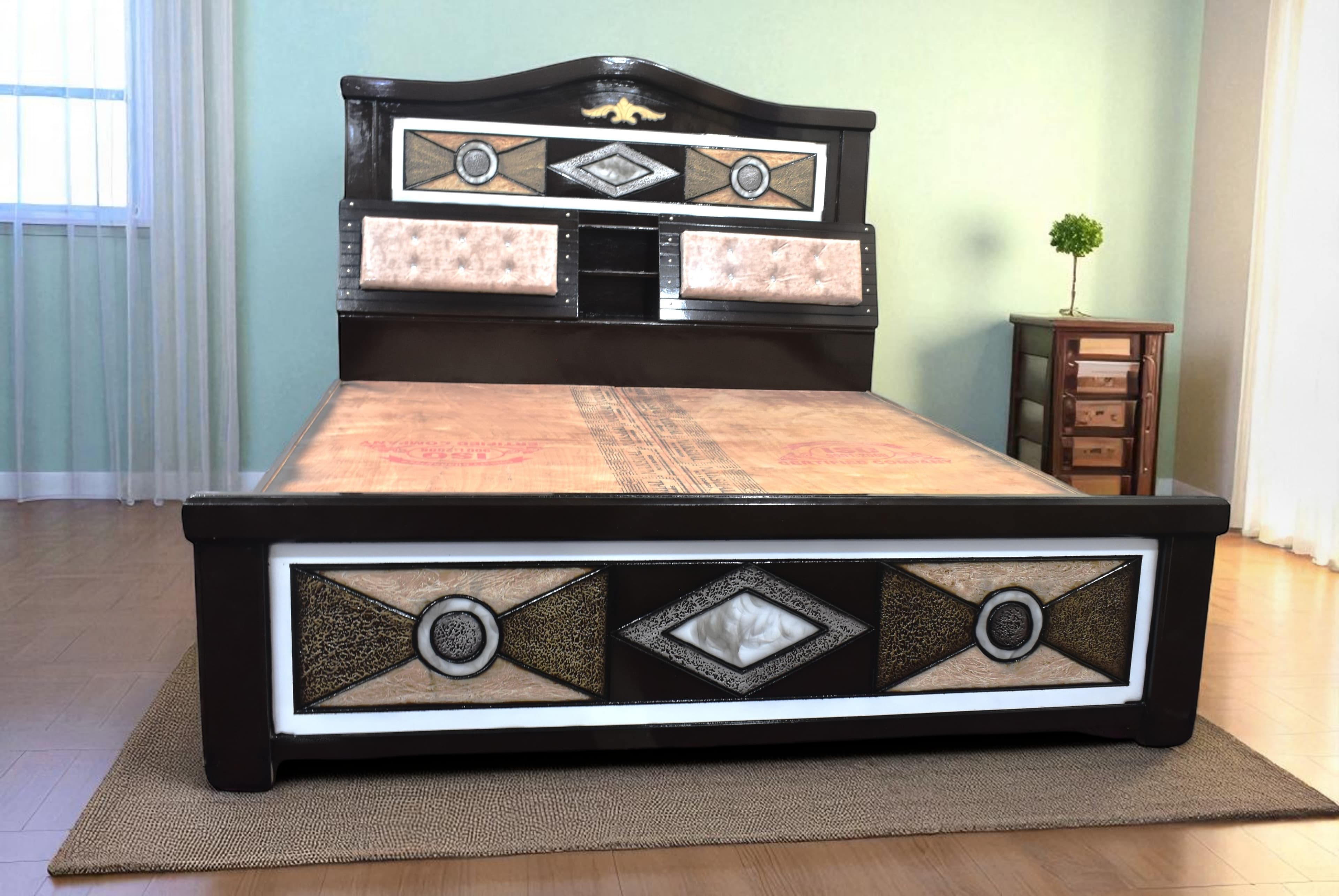 Royal Emblem head box bed in brown colour 