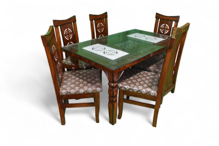 Limburg Sheesham Wood Dining Chairs In Provincial Teak Finish with glass 