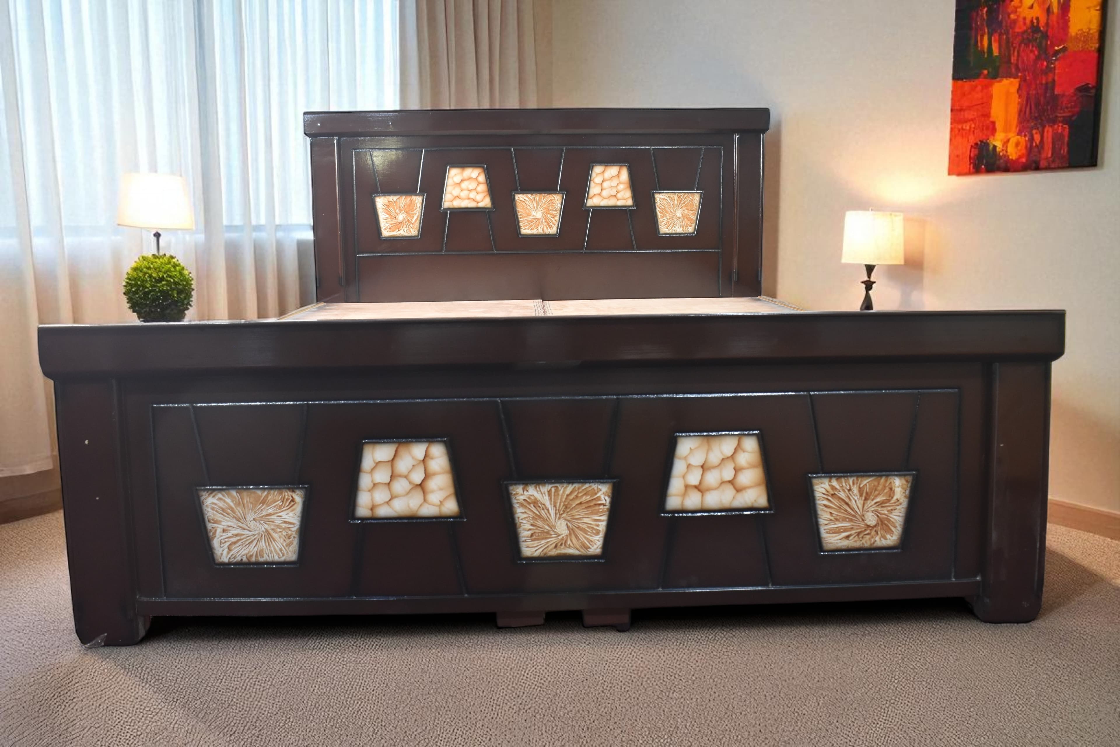 Amber Mosaic Bed in Brown Colour