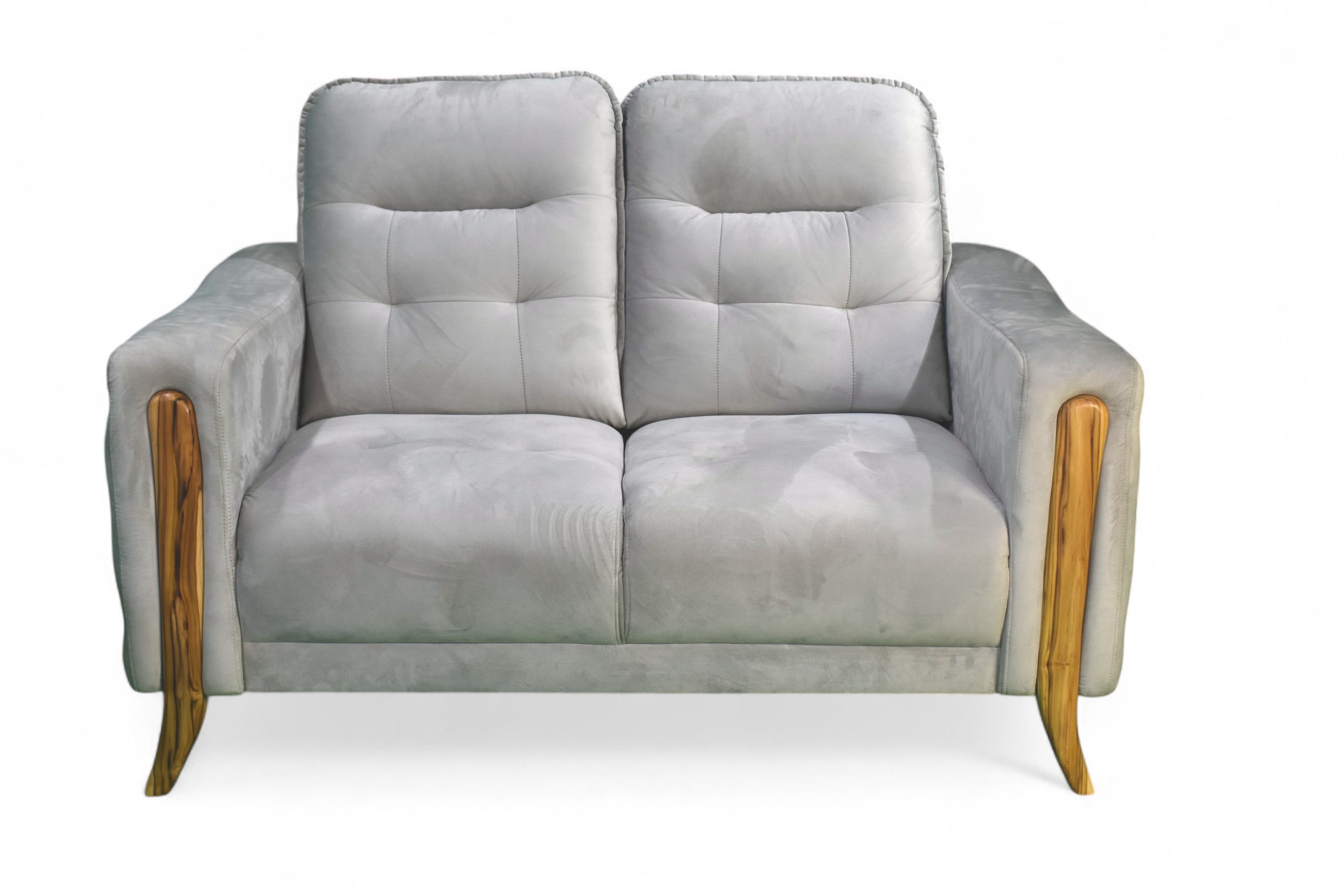 velvet Fabric 2 Seater Sofa In Luxury light grey Colour