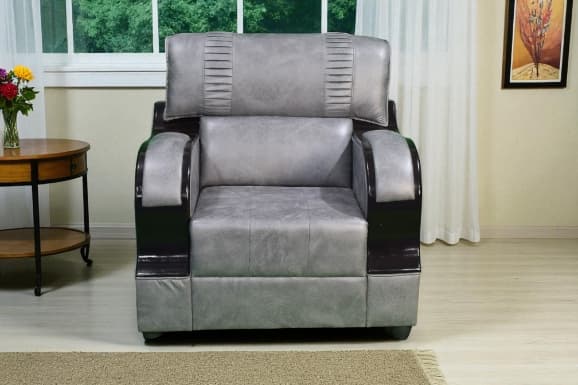 sweat leather Fabric 1 Seater Sofa In Sandy grey Colour