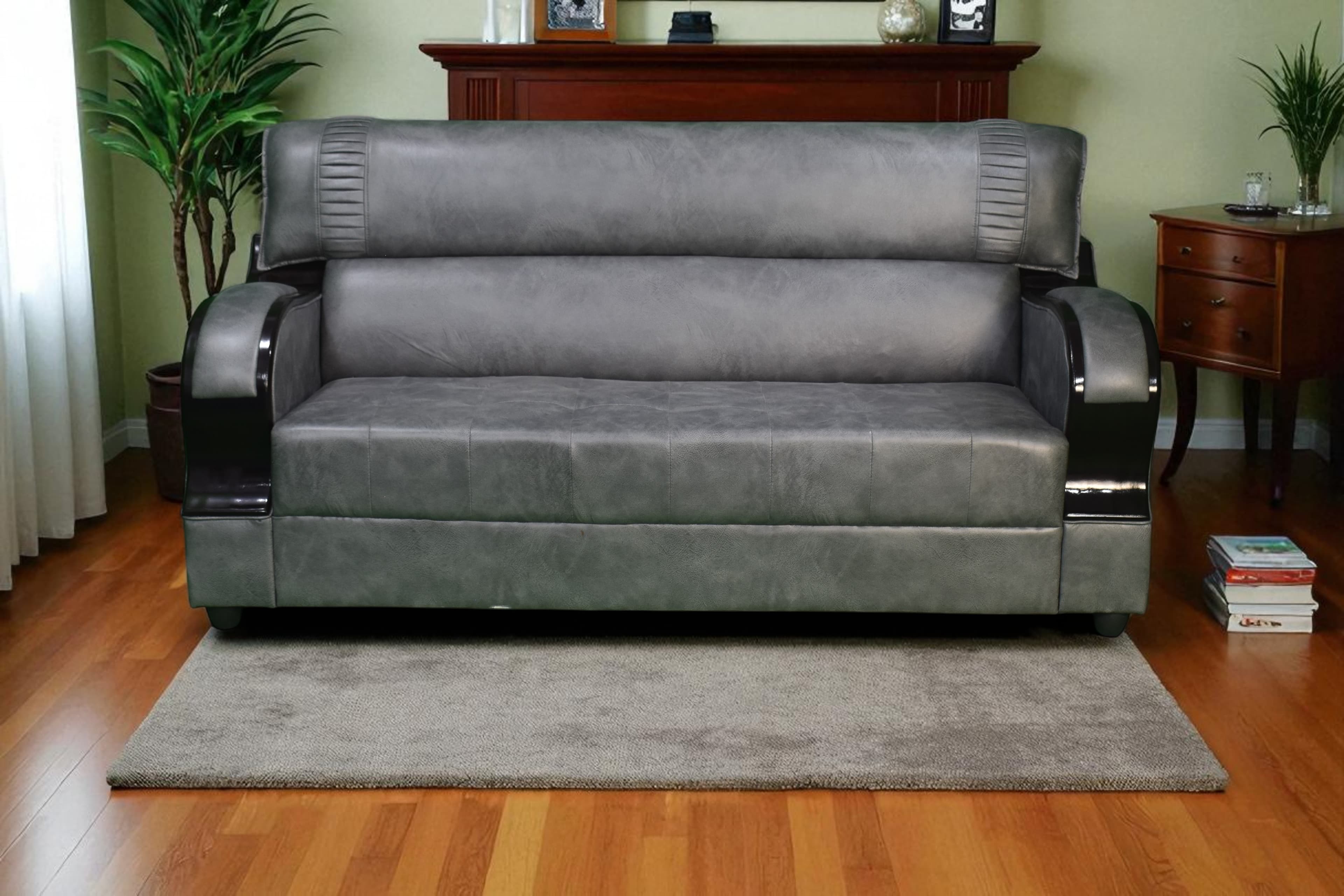 sweat leather Fabric 3 Seater Sofa In Sandy grey Colour