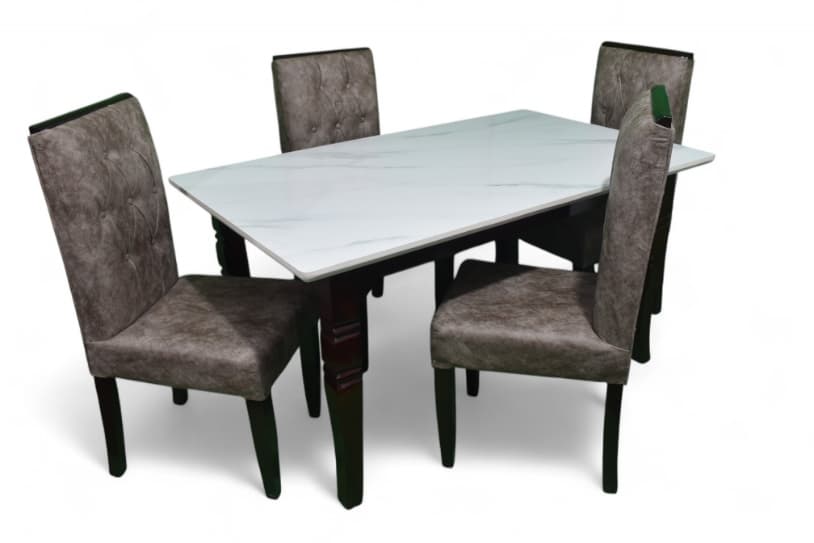 Frances Solid Wood 4 Seater Dining Set in dark Brown Colour