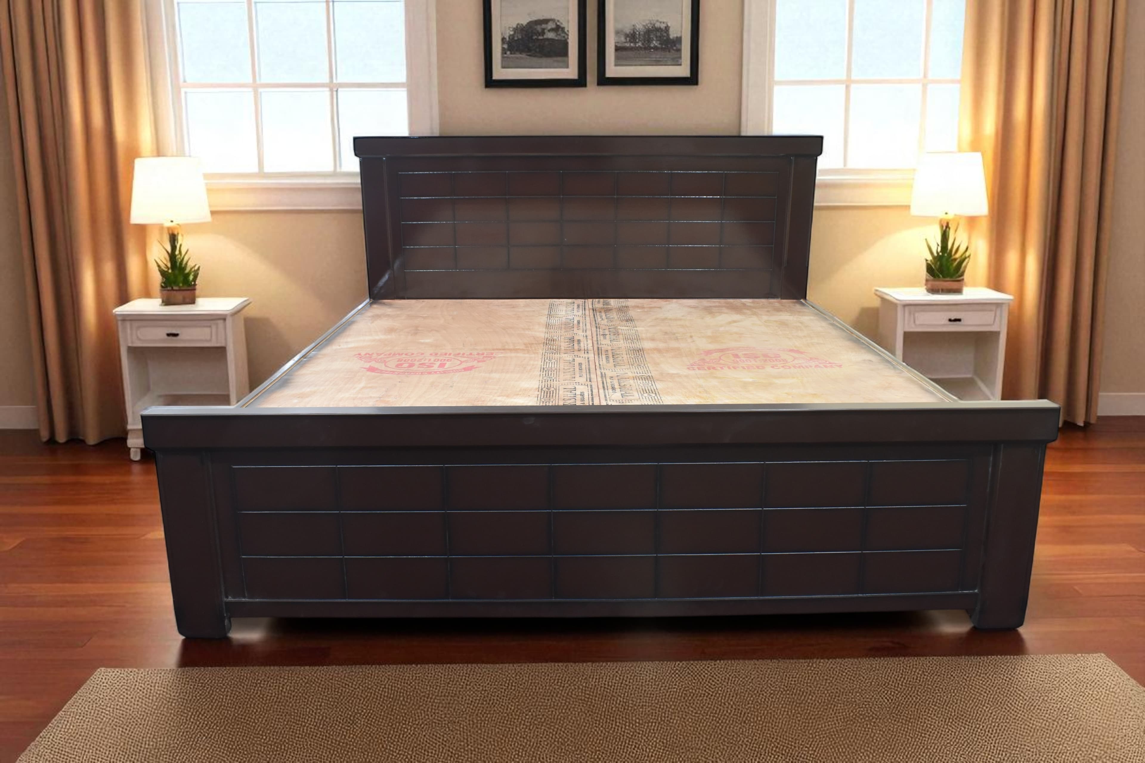 Urban Grid Size Bed in Brown Colour