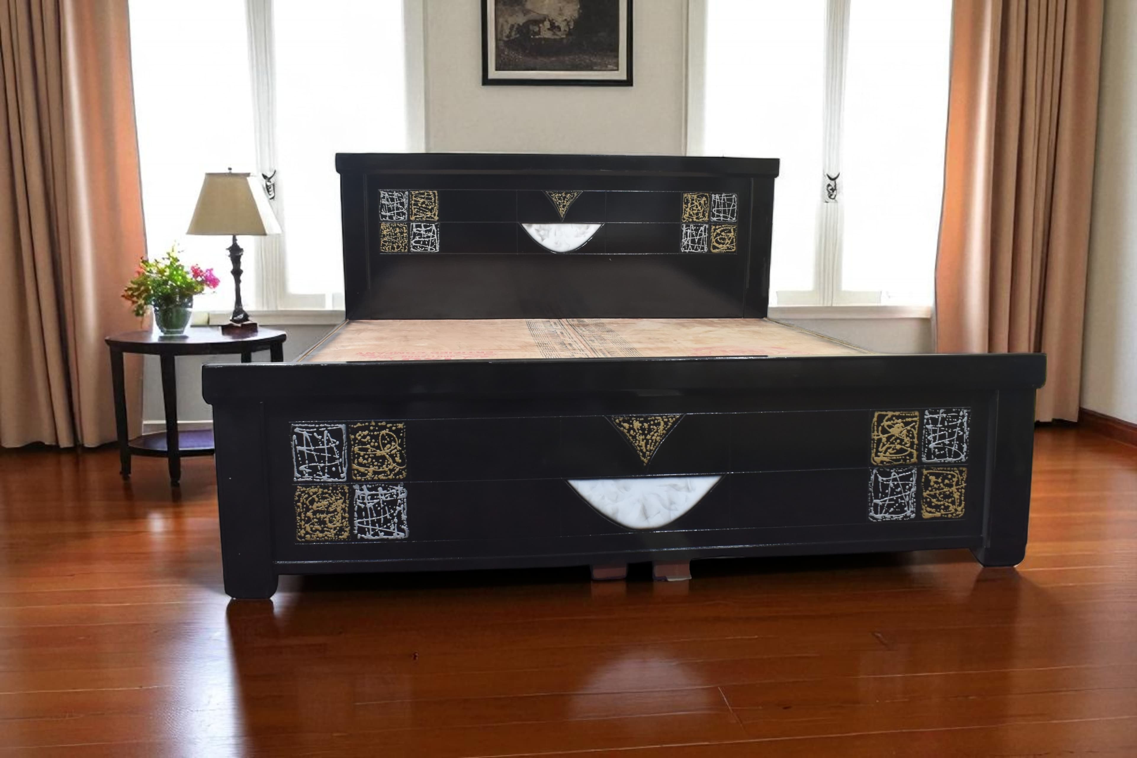 Lunar Elegance King Size Bed In Provincial brown Finish 