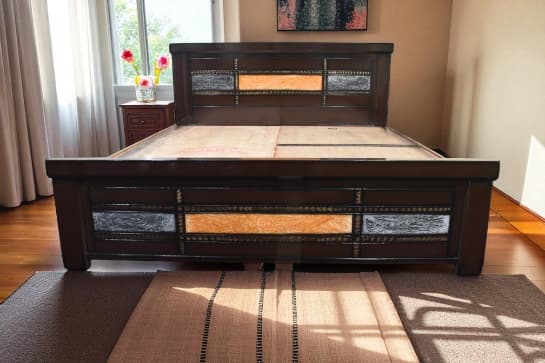 Sunset Harmony queen Size Bed in Brown Colour With Storage