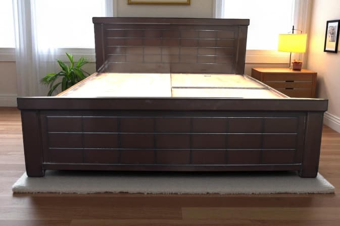Urban Grid King Size Bed in Brown Colour With Storage