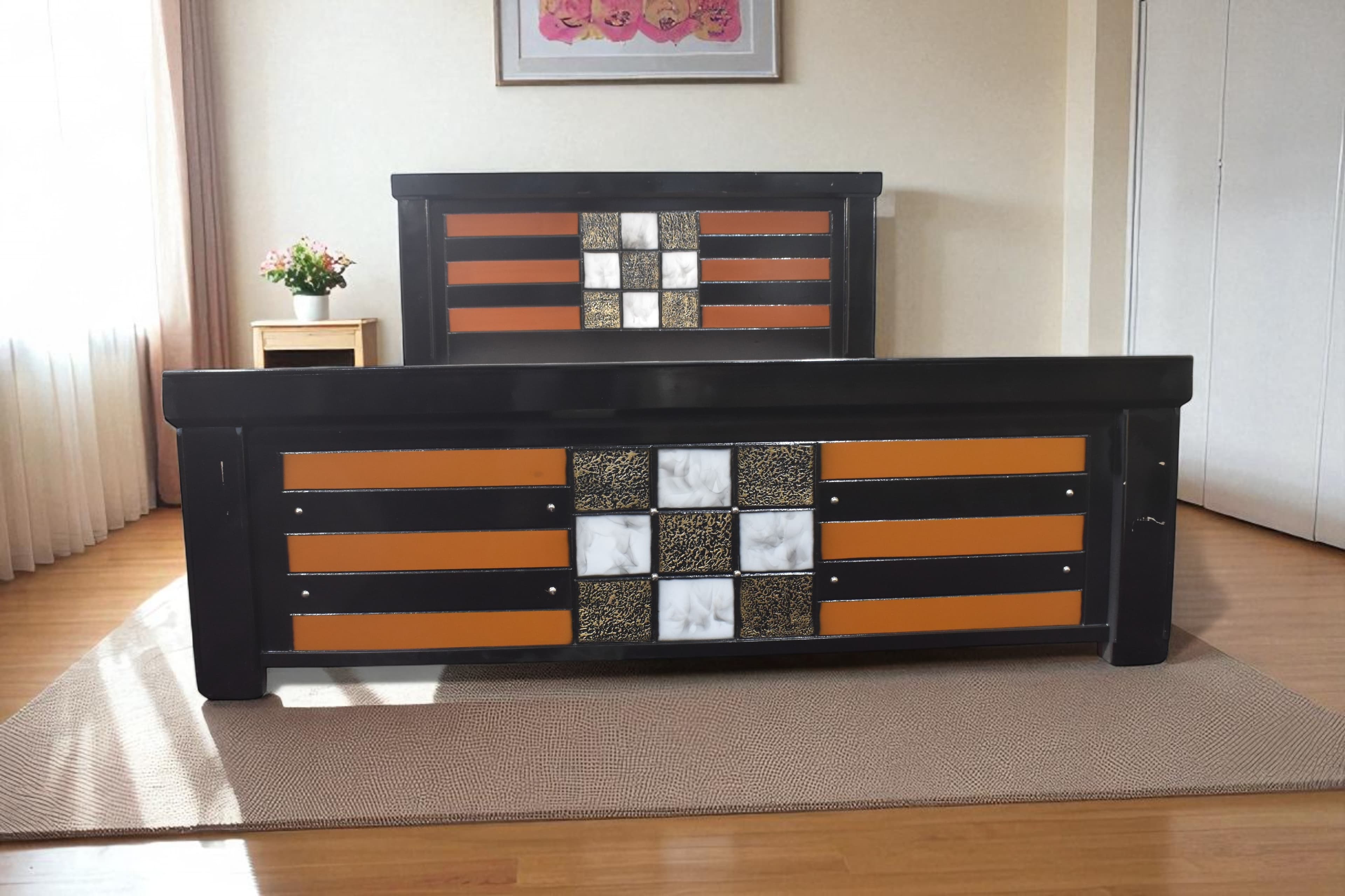 Amber Chess Bed In Provincial black Finish