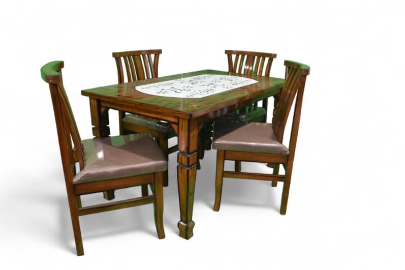 Malaysian Wooden 4 Seater Dining Table Set in teak Colour